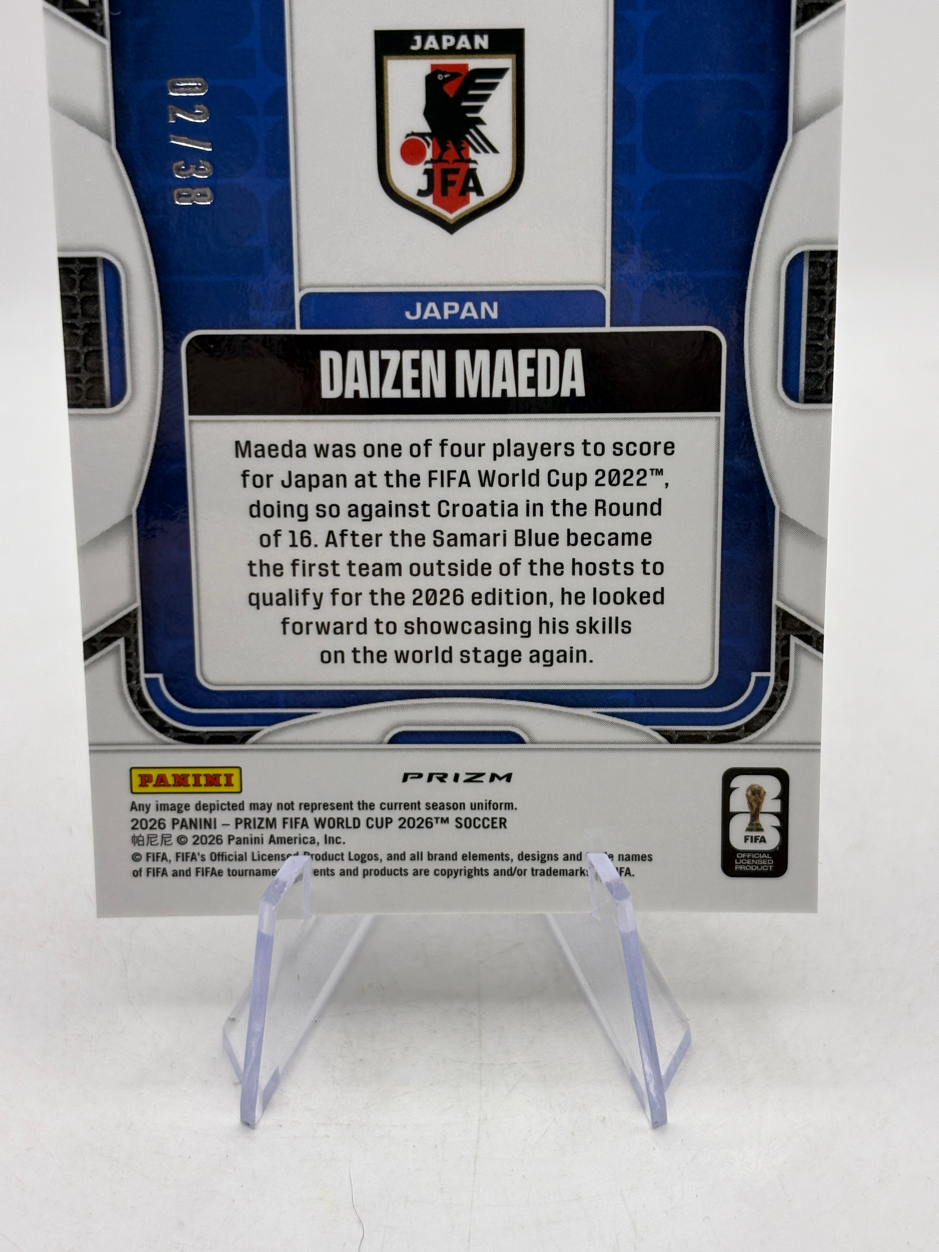 2026 Panini Fifa World Cup 26 #265 Daizen Maeda 02/38 Choice Blue, photo 4